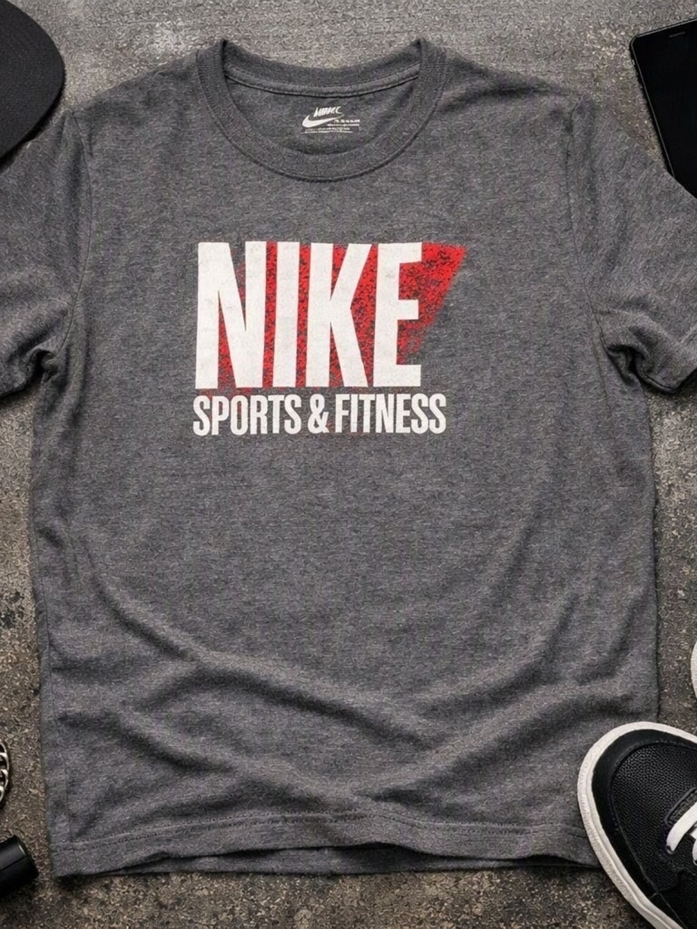 Nike Men's Gray 'Sports & Fitness' Logo Tee